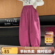 圖圖小象兒童褲子女童純棉燈籠褲中大童束腳褲  紫紅色  130 身高約130cm