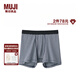 無印良品（MUJI）男式 萊賽爾 前開口 平角內(nèi)褲 褲頭四角褲男士男生男款 深藏青色條紋 3A L (175/88A)