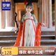 羅蒙兒童漢服春秋季女童唐裝中國風(fēng)女孩古裝畢業(yè)演出服 敦煌綠 150