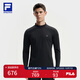 FILA 斐樂(lè)官方男裝針織長(zhǎng)袖上衣2025冬新款健身運(yùn)動(dòng)半拉鏈基礎(chǔ)長(zhǎng)T 深黑-BK 2XL 185/104A/XXL
