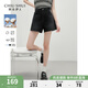 秋水伊人簡(jiǎn)約通勤褲子2025年夏季新款女時(shí)尚氣質(zhì)美式復(fù)古水洗短褲 黑色 XL
