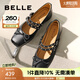 百麗（Belle）蝴蝶瑪麗珍鞋女商場同款晚晚鞋時尚單鞋B4X1DCQ4 黑色 39 (245mm)