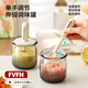 FVFH日本調(diào)料罐勺蓋一體調(diào)味料收納盒廚房家用分裝瓶玻璃密封鹽味精罐 綠色