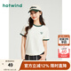 熱風(fēng)（Hotwind）短袖t恤女夏季新款女士撞色插肩撞色休閑舒適透氣上衣 03米色 M