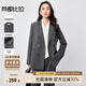 尚都比拉職業(yè)通勤西裝女春秋高級感面試正裝外套氣質(zhì)小西服 灰色 XL