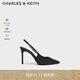 CHARLES&KEITH質(zhì)感鏈條尖頭高跟涼鞋子女鞋生日禮物送女友CK1-60280377 Black黑色 37 (235)