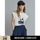 ELLE設(shè)計(jì)感無袖白色T恤女2025夏新款通勤風(fēng)寬松顯瘦薄款上衣 白色 M
