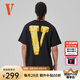 VLONE FRIENDS芝士大LOGO印花短袖T恤男女同款黑黃半袖七夕送男友 VLTE25005黑黃 L