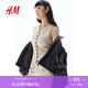 H&M女裝馬夾2025夏季新款修身梭織領潮流通勤無袖西裝馬甲1230708 混淺米色/細條紋 S 160/88