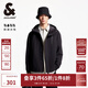 杰克·瓊斯（JACK&JONES）25年男裝秋季短款防風(fēng)衣男抗沾濕外套連帽保溫寬松戶(hù)外夾克登山服 E40黑色 3XL