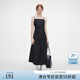 范思藍恩早秋氛圍感不對稱(chēng)設計純棉吊帶連衣裙女2024新款無(wú)袖方領(lǐng)顯瘦裙子 黑色 M