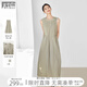 對(duì)白小白裙 法式氣質(zhì)鏤空無袖背心連衣裙女2025夏季新款收腰長裙 卡其綠 M