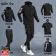 Walker Shop品牌運動(dòng)套裝男速干衣跑步健身服晨跑衣服體育春秋訓練服五件裝 黑黑五件套【有后腰袋】 L建議【120-140斤】