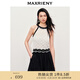 MAXRIENY【商場同款】釘珠裝飾掛脖針織衫修身顯瘦桑蠶絲上衣女 米白 L 03/38