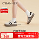 千百度（C.BANNER）德訓鞋女鞋子春夏款休閑運動(dòng)鞋A23432822 米色/黑色單層 36 