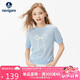 納維凱爾（Navigare）女童短袖針織衫夏季兒童T恤舒適親膚透氣蝴蝶結(jié)字母淺藍(lán)165