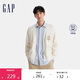 GAP男裝秋冬款棉質(zhì)可機(jī)洗logo絞花針織開衫粗針毛衣678606
