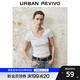 UR2025春季新款女時(shí)尚基礎純色修身短款V領(lǐng)短袖T恤UWB450004 花灰 M