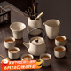 瓷牌茗茶具 汝瓷茶具泡茶器全套家用功夫茶具辦公室送人茶道瓷器整套 《御煌提梁壺》六杯10件套+茶道