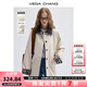 VEGA CHANG【萊賽爾+棉】風(fēng)衣女中長(zhǎng)款2025新款春秋格紋撞色拼接PU皮休閑外 乳酪白(梭織) M