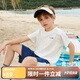 ASK JUNIOR兒童套裝男童2025夏涼感薄款兒童短袖t恤短褲兩件 白色  170 