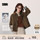 森馬（Semir）復古巴恩風(fēng)外套女插肩袖時(shí)尚寬松純棉上衣秋季拼接燈芯絨翻領(lǐng)夾克 咖色調00455 L