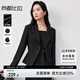 尚都比拉商務(wù)職場(chǎng)通勤西裝女春季黑色修身外套一?？坶_(kāi)衫上衣 黑色  M 