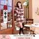 香影正式場(chǎng)合紅色小香風(fēng)套裝女2024冬季新款夾棉毛呢高級感兩件套 紅色 L