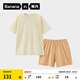 蕉內(nèi)（Bananain）305H純棉睡衣男女士100%棉情侶家居服短袖夏季套裝七夕情人節(jié)禮物 【短褲款素色-女】檸糖黃 M