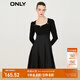 ONLY時(shí)尚肌理感拼接V領(lǐng)中長款連衣裙女|123107045 H1Z 黑色BLACK L (170) 88A