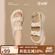 ZHR涼鞋女夏季小個(gè)子配裙子露趾涼拖仙女風(fēng)沙灘女鞋 JF207P 米色  37