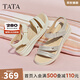 他她（TATA）休閑運動(dòng)涼鞋女鞋羊皮法式坡跟涼鞋2025秋季新款7AP05BL5 銀色 37