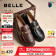 百麗（Belle）七夕禮物元寶樂福鞋女25秋新英倫粗跟小皮鞋單鞋D2S1DCA5預售 黑色 38 (240mm)