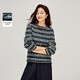 茵曼（INMAN）復古撞色條紋毛衣2026春女裝新款短款長(cháng)袖上衣 黑綠色 XL