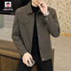 AEMAPE/美國蘋(píng)果 高端外套男翻領(lǐng)冬季新款成熟休閑夾克男商務(wù)男裝上衣服 高檔卡其色 【名牌正品】 XL 【建議體重140-160斤】