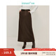 茵曼（INMAN）簡(jiǎn)約通勤開(kāi)叉半身裙2025春秋季女裝新款顯瘦高腰A字包臀中長(cháng)裙 深咖色 L