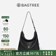 BAGTREE包包樹圖南植鞣皮hobo女包2025年新單肩斜挎包通勤餃子包七夕禮物 黑色-中號 高級小眾