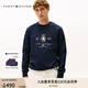 TOMMY HILFIGER25新款秋冬男女柔順雙面布休閑植絨徽章字母圓領(lǐng)衛(wèi)衣40048 藏青色DW5 XL （推薦：165-180斤）
