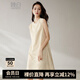 晚白【新品】釘珠連衣裙2025夏款寬松氣質(zhì)好看提花蕾絲無(wú)袖裙子 杏色 S