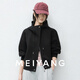 美洋（MEIYANG）莓莓外套 精梳棉空氣層軟糯簡(jiǎn)約連帽拉鏈衛衣短款休閑百搭外套女 黑色 M