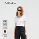 MO&Co.春夏U領短袖T恤LOGO膠章簡約修身內搭外穿摩安珂 漂白色 建議和客服確認尺碼哦 M 165 建議和客服確認尺碼哦