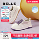 百麗（Belle）透氣網(wǎng)面小白鞋女厚底休閑運動(dòng)板鞋B1175BM3預售 蜂蜜牛乳-皮面 36 (230mm)