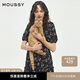 moussy 2025春季新品法式少女方領(lǐng)泡泡袖碎花連衣裙028ISA33-3301 025花紋黑色 M