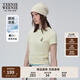 Teenie Weenie小熊T恤女2025年夏季新款多巴胺純色刺繡圓領(lǐng)短袖T恤女 A-淺黃色 M