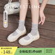 西遇運(yùn)動(dòng)瑪麗珍鞋女2025新款夏季魔術(shù)貼休閑厚底芭蕾鞋黃色德訓(xùn)鞋 米色 37 (235)