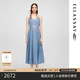 歌力思（ELLASSAY）2025夏季新款棉氣質(zhì)設(shè)計(jì)感蕾絲拼接牛仔吊帶連衣裙女EWE361N01900 牛仔藍(lán) XS