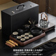 茶具泡茶器全套燒水壺茶盤(pán)套裝家用辦公室禮品定制 黑陶瓷側把帶黑皮箱上水電陶爐