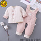 G.DUCKKIDS嬰兒薄棉背帶褲兩件套開(kāi)襠新生兒衣服夾棉寶寶棉衣套裝秋冬款 粉色 童小熊背帶棉套裝 90 cm