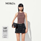 MO&Co.坦克背心2025夏新品細(xì)碎鉚釘字母磨白洗水削肩短款修身MBE2VET015 茶褐色 S /160