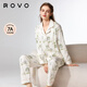 ROVO月子服純棉春秋款透氣7A抗菌可調節產(chǎn)后喂奶睡衣孕婦家居服套裝 森林馬戲園 L